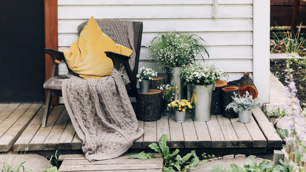 Plants and outdoor decor placed outside
